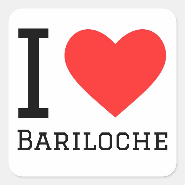 Sticker Carré J'aime Bariloche (Devant)