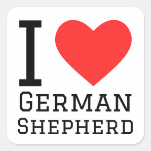 Sticker Carré J'aime berger allemand