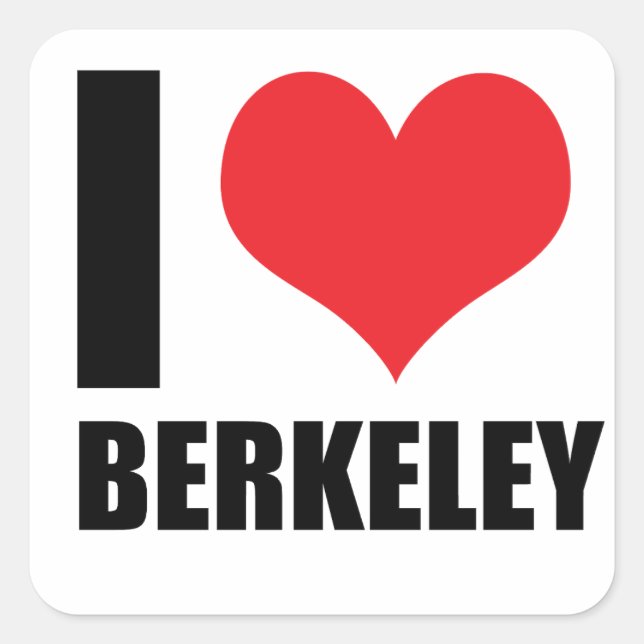 Sticker Carré J'aime Berkeley (Devant)