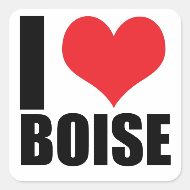 Sticker Carré J'aime Boise (Devant)
