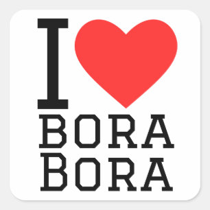 Sticker Carré J'aime bora bora