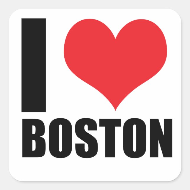Sticker Carré J'aime Boston (Devant)