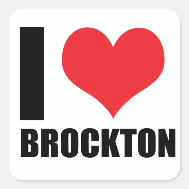 Sticker Carré J'aime Brockton (Devant)