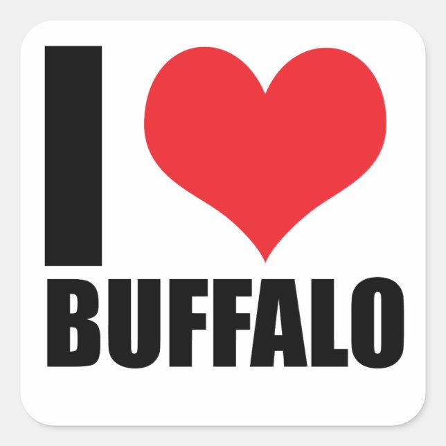 Sticker Carré J'aime Buffalo (Devant)