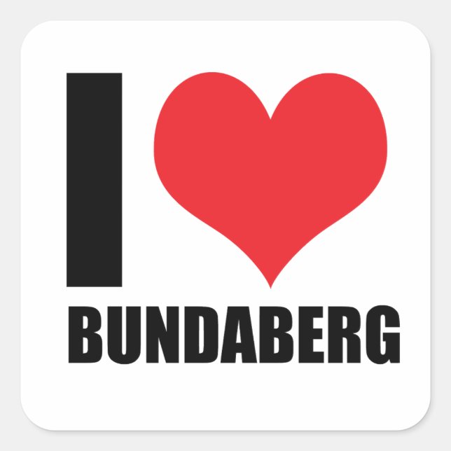 Sticker Carré J'aime Bundaberg (Devant)
