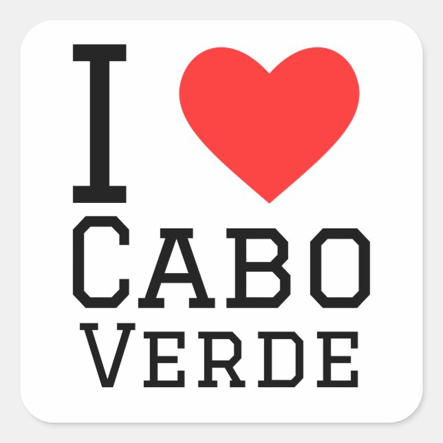 Sticker Carré J'aime Cabo verde (Devant)
