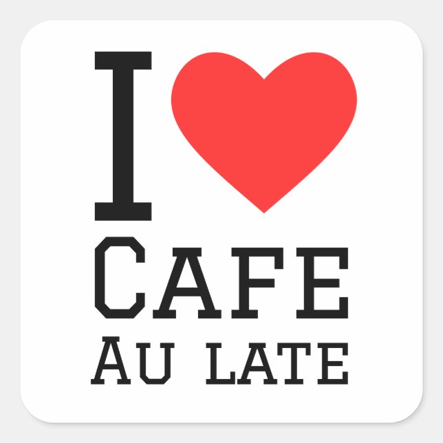 Sticker Carré J'aime cafe au late (Devant)