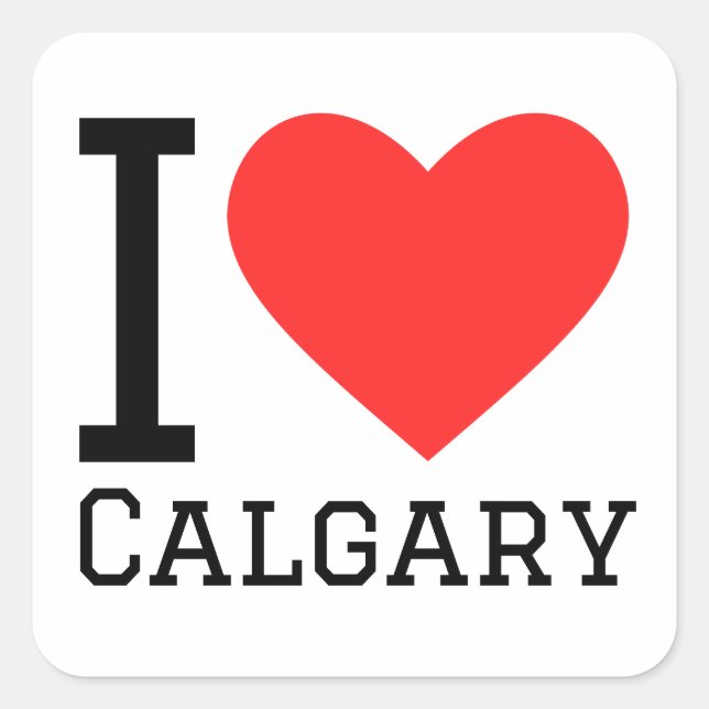 Sticker Carré J'aime Calgary (Devant)