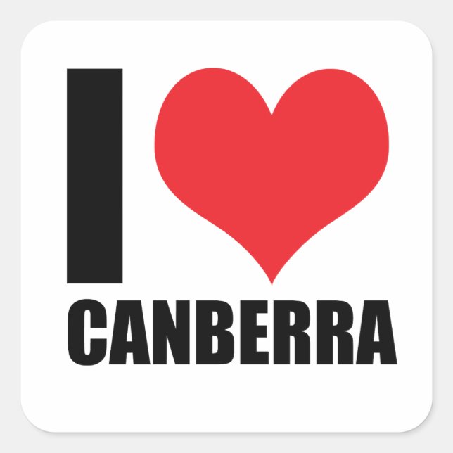 Sticker Carré J'aime Canberra (Devant)