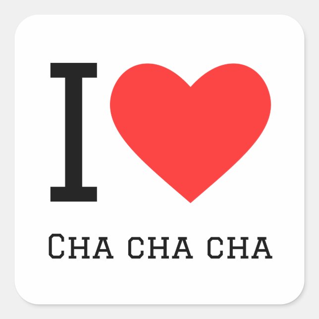 Sticker Carré J'aime cha cha cha (Devant)