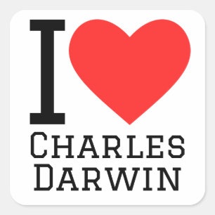 Sticker Carré J'aime Charles darwin