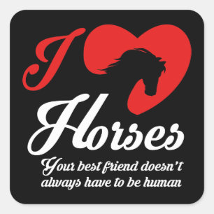 Sticker Carré J'aime / Chevaux du coeur