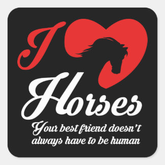 Sticker Carré J'aime / Chevaux du coeur