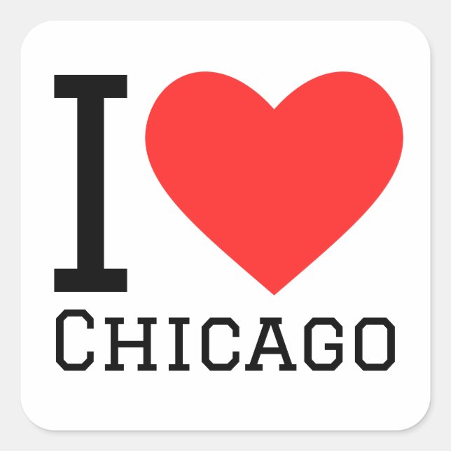 Sticker Carré J'aime Chicago (Devant)