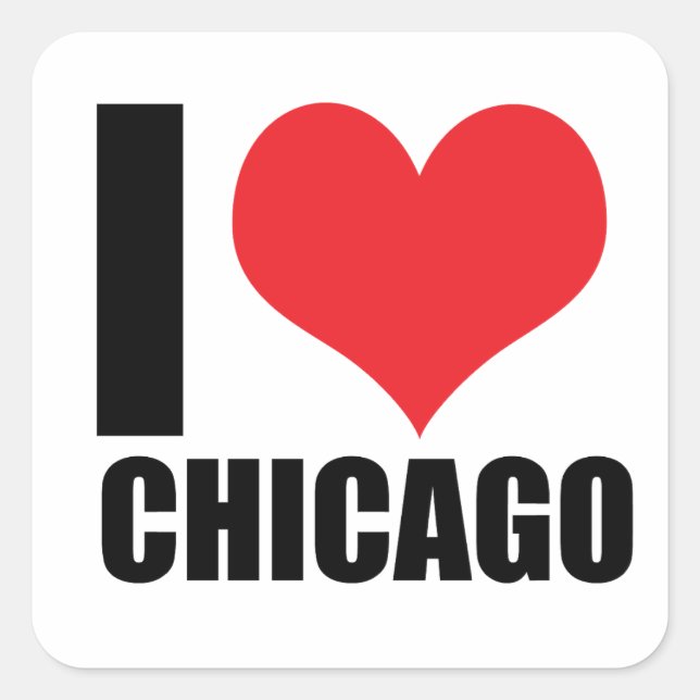 Sticker Carré J'aime Chicago (Devant)