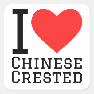 Sticker Carré J'aime Chinois crevé