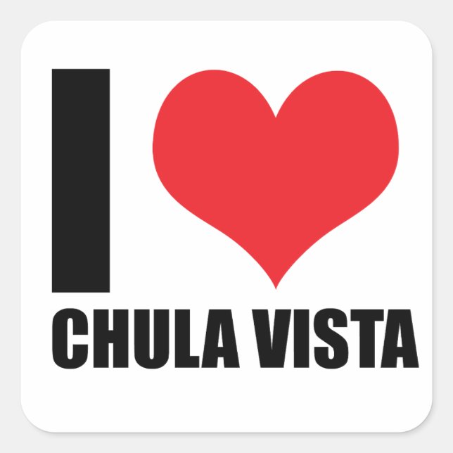 Sticker Carré J'aime Chula Vista (Devant)