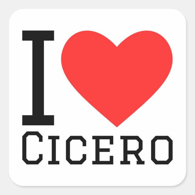 Sticker Carré J'aime Cicero (Devant)