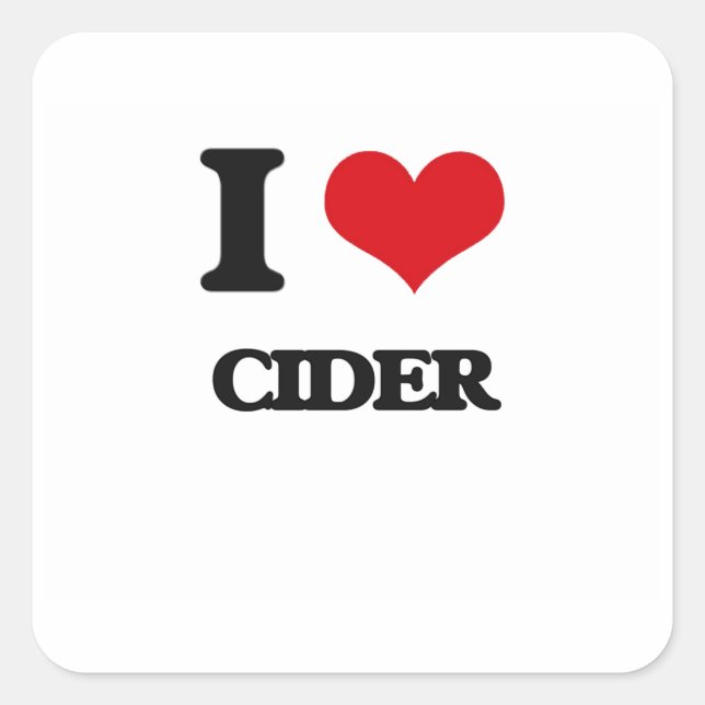 Sticker Carré J'aime Cider (Devant)