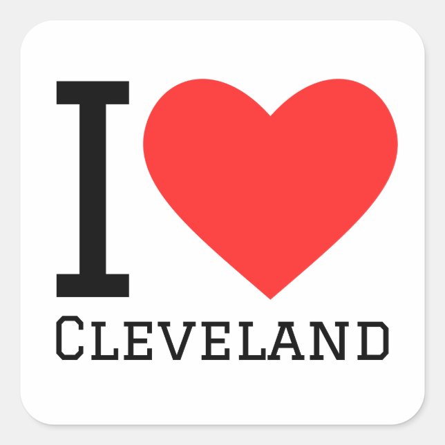 Sticker Carré J'aime Cleveland (Devant)