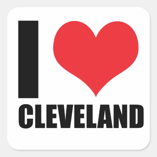 Sticker Carré J'aime Cleveland (Devant)