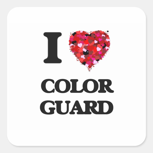 Sticker Carré J'aime Color Guard (Devant)