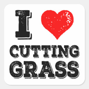 Sticker Carré J'Aime Couper L'Herbe Drôle Jardin Travail Aiguill