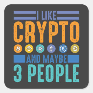 Sticker Carré J'aime Crypto et peut-être 3 personnes, Crypto Lov