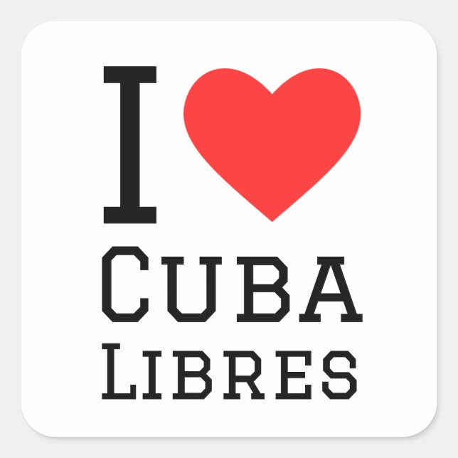 Sticker Carré J'aime cuba libres (Devant)
