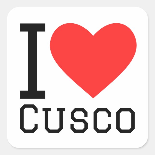 Sticker Carré J'aime Cusco (Devant)