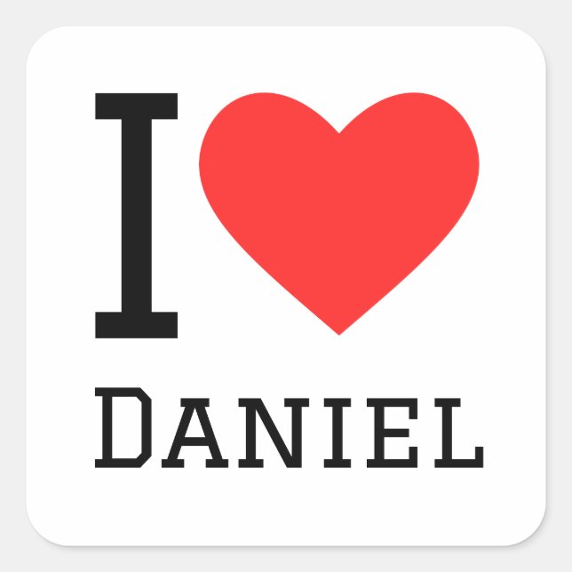 Sticker Carré J'aime daniel (Devant)