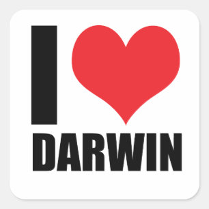 Sticker Carré J'aime Darwin