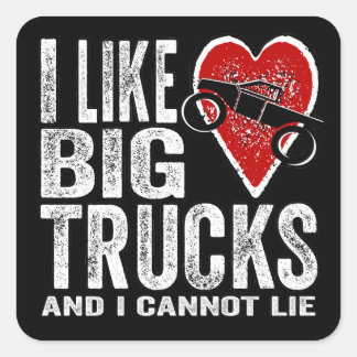 Sticker Carré J'aime de GRANDS camions
