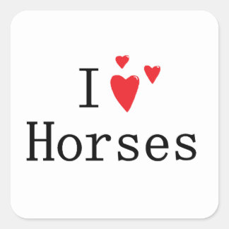Sticker Carré J'aime des chevaux
