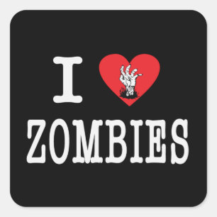 Sticker Carré J'aime des zombis