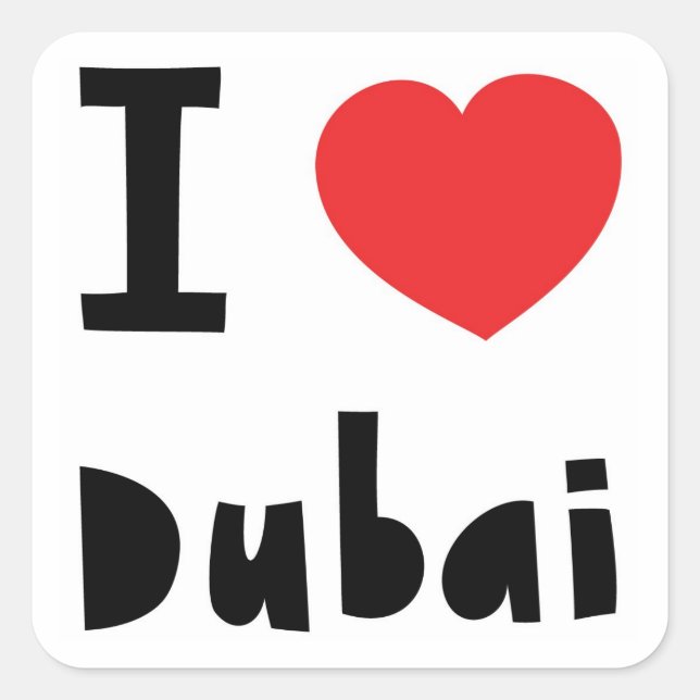 Sticker Carré J'aime Dubaï (Devant)