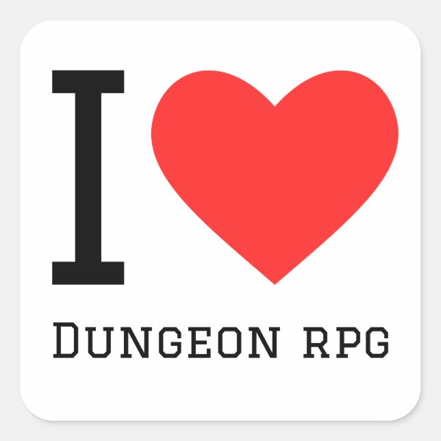 Sticker Carré J'aime dungeon rpg (Devant)
