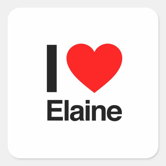 Sticker Carré j'aime elaine (Devant)