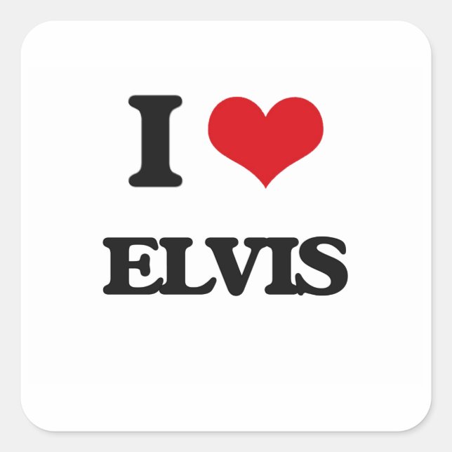 Sticker Carré J'aime Elvis (Devant)
