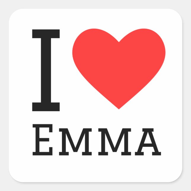 Sticker Carré J'aime emma (Devant)