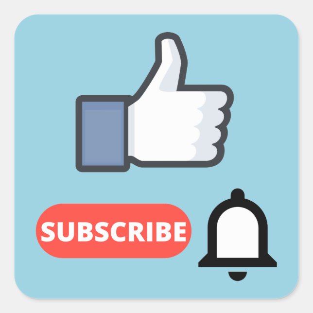 Sticker Carré J'aime et je m'abonne (Devant)