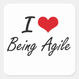 Sticker Carré J'Aime Être Agile Design Artistique