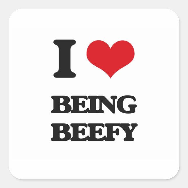 Sticker Carré J'Aime Être Beefy (Devant)