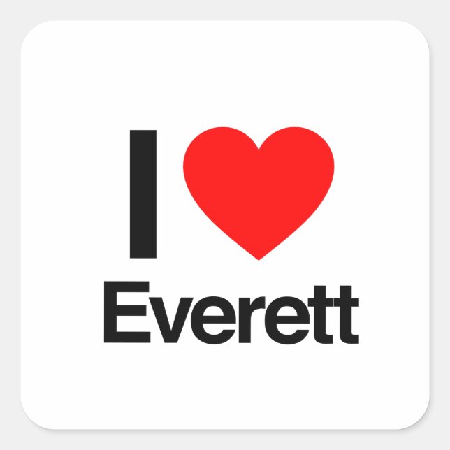 Sticker Carré j'aime everett (Devant)