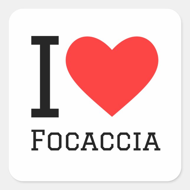 Sticker Carré J'aime focaccia (Devant)
