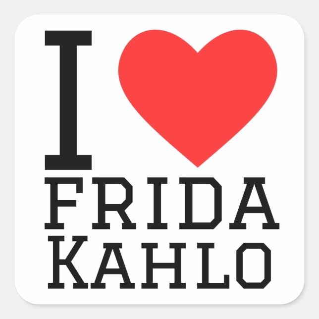 Sticker Carré J'aime frida kahlo (Devant)