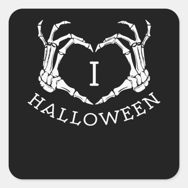 Sticker Carré J'aime Halloween (Devant)