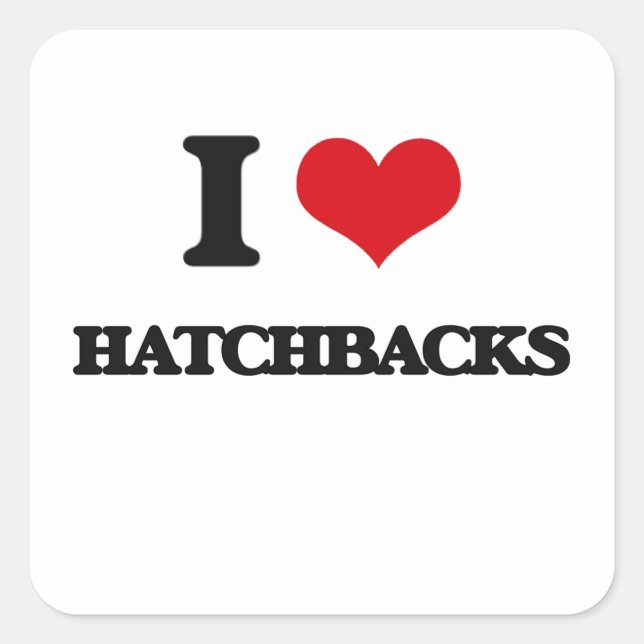 Sticker Carré J'aime Hatchbacks (Devant)