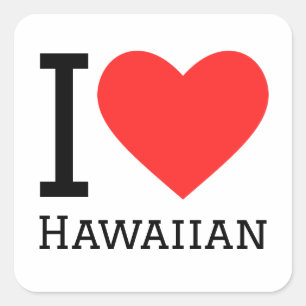 Sticker Carré J'aime Hawaïen