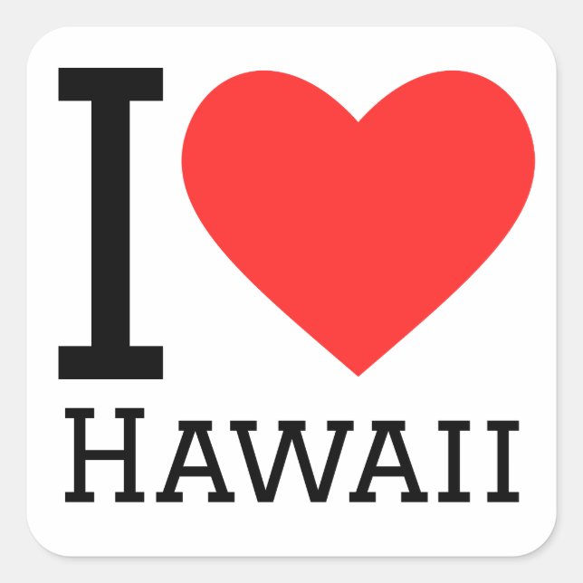 Sticker Carré J'aime Hawaii (Devant)
